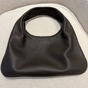 The Row Dark Brown Leather Shoulder Bag